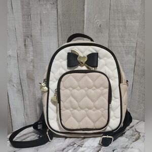 Betsey Johnson Cream and Black Quilted Mini Backpack / NWT